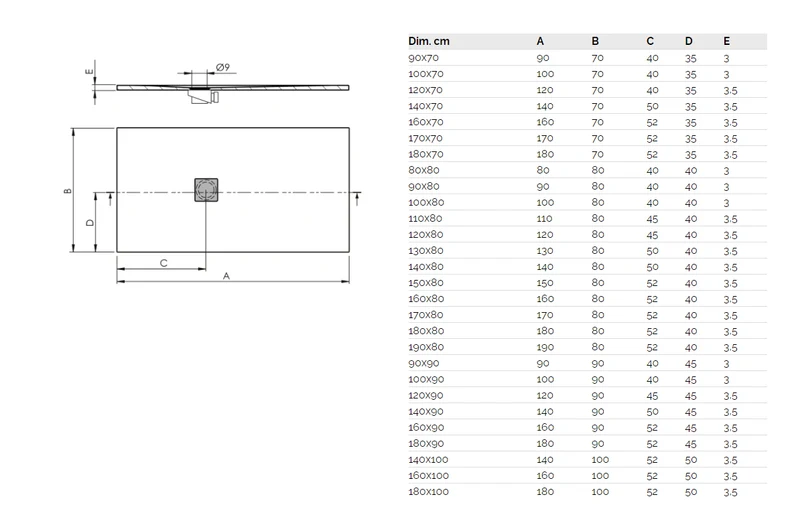 Sonderangebot - Extra flache Duschwanne LOGIC, Schieferoptik, WEISS 70x90cm