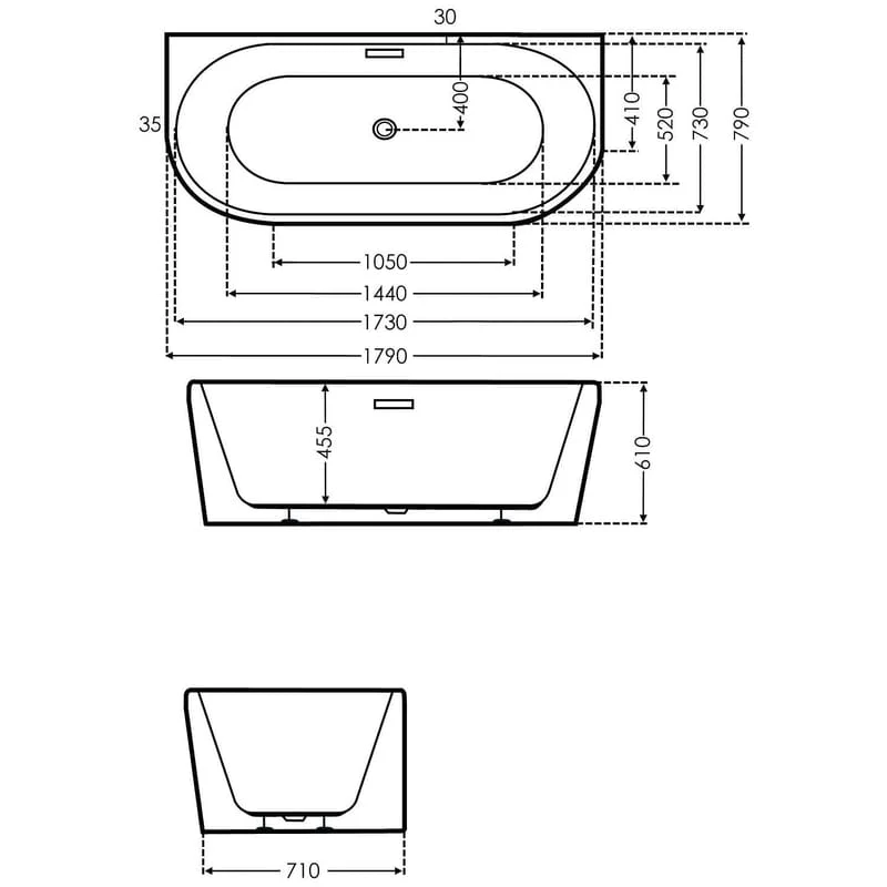 STEINKAMP Loft Vorwand-Badewanne 180 x 80 cm