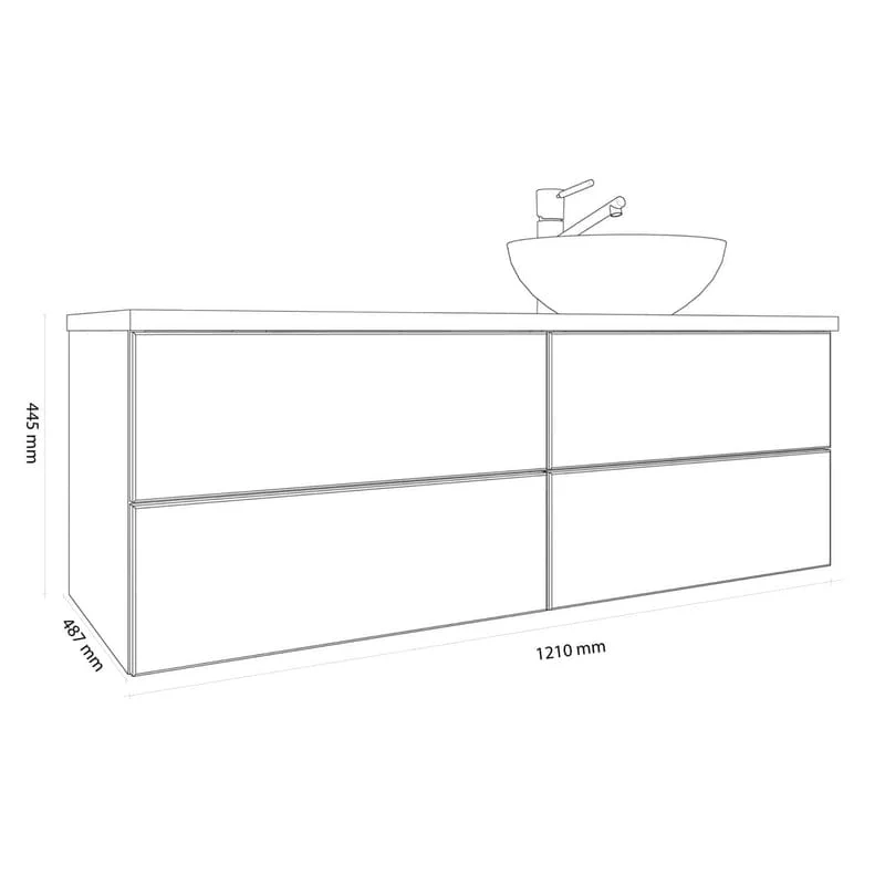 KRONENBACH Cube Waschtischkonsole 121 cm mit 4 Auszügen und TIP-ON