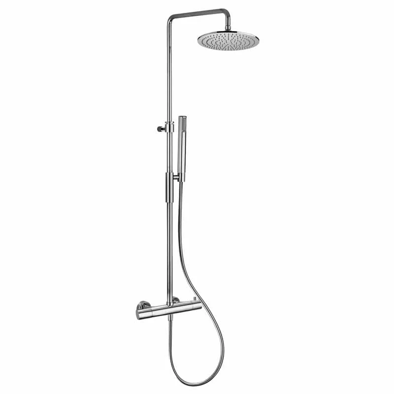 STEINKAMP Living Thermostat Duschsystem AP mit Kopfbrause Ø 30 cm und Stabhandbrause, Höhenverstellbar