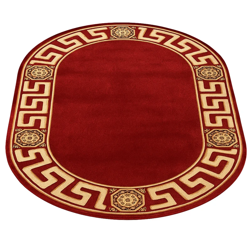 Teppich Oval Mäander Rot
