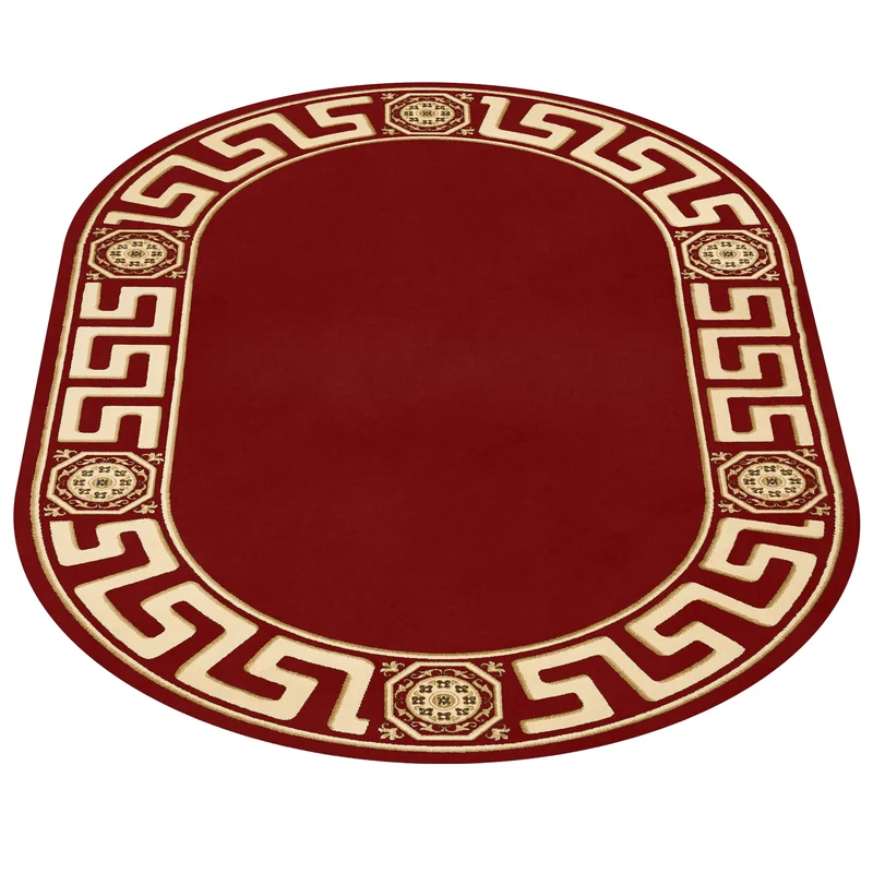 Teppich Oval Mäander Rot