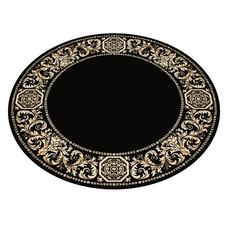 Teppich Rund Barock Schwarz