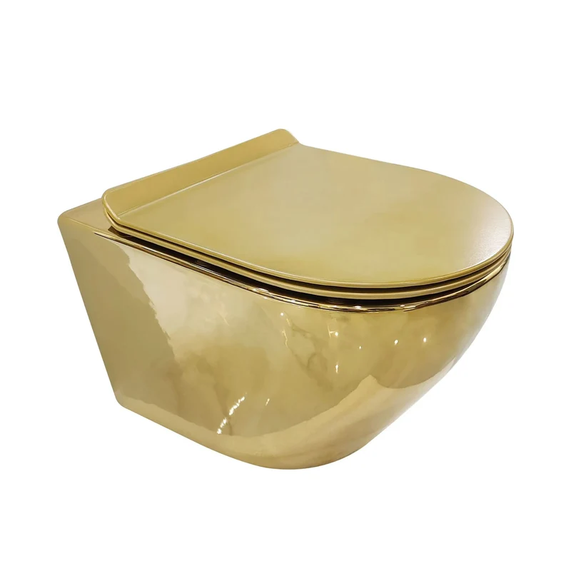 Exklusive Toilette Gold-Komplett innen und außen, Hängend