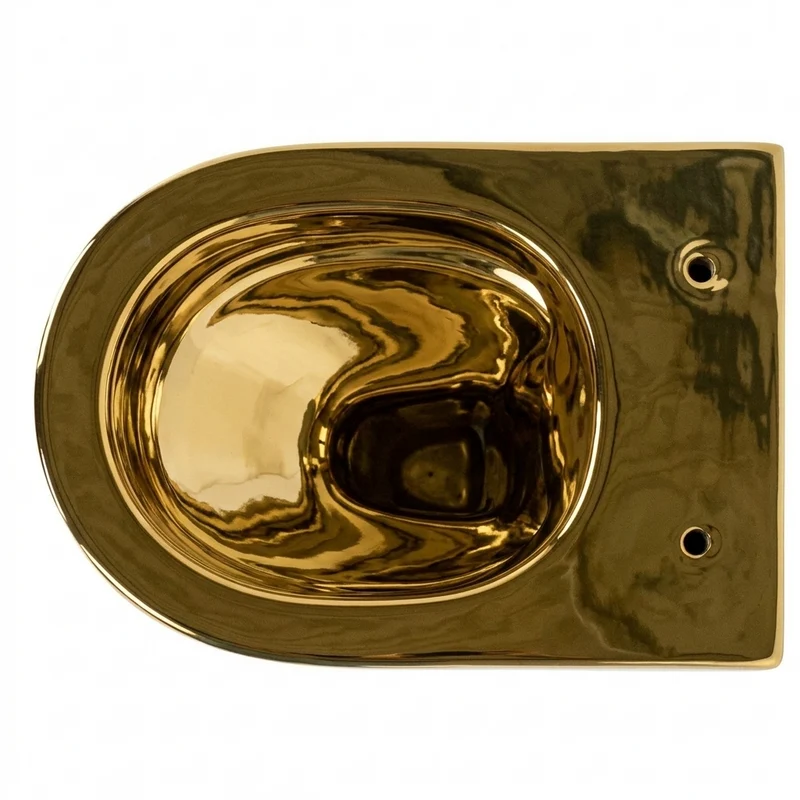 Exklusive Toilette Gold-Komplett innen und außen, Hängend