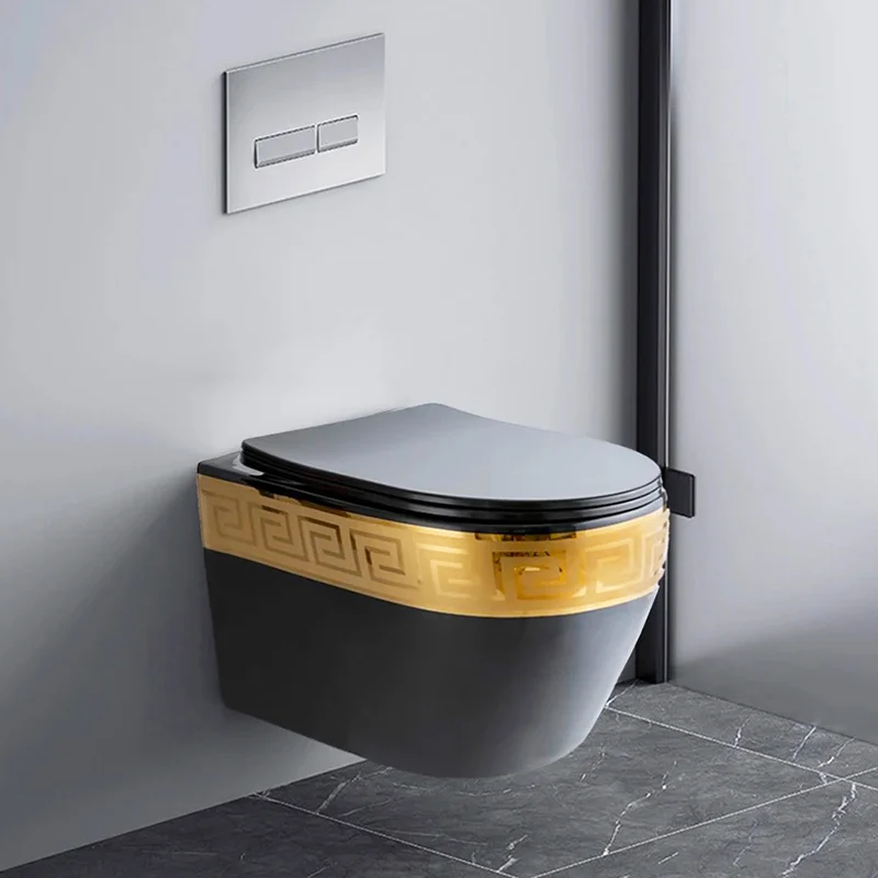Exklusive Toilette Schwarz Mäander Hängend