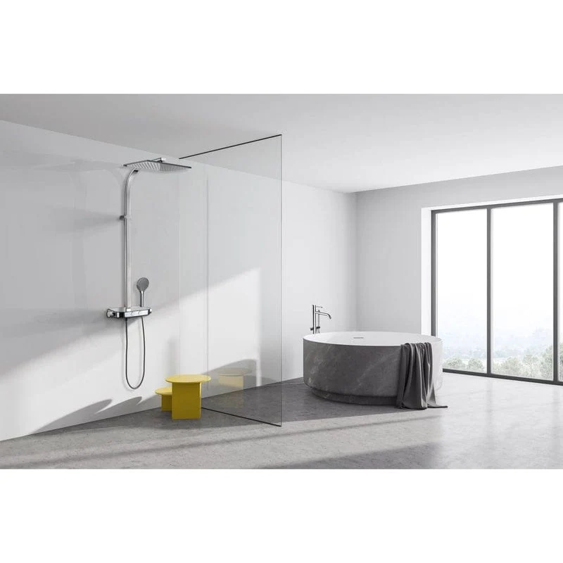 KRONENBACH Duschsystem Aufputz mit Smart Push Thermostat und Glasablage
