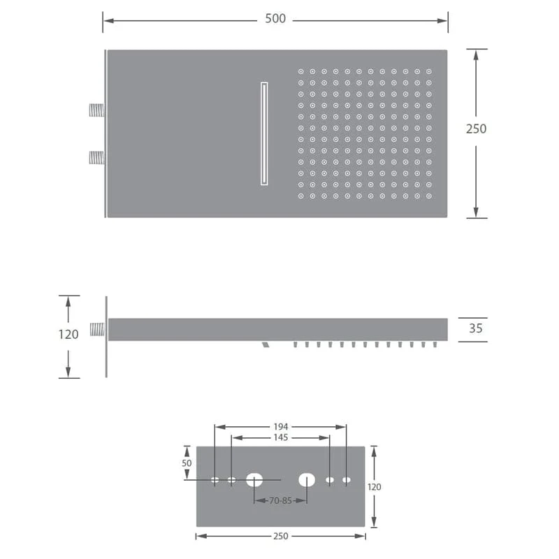KRONENBACH SPA Kopfbrause 50 x 25 cm mit 2 Strahlarten