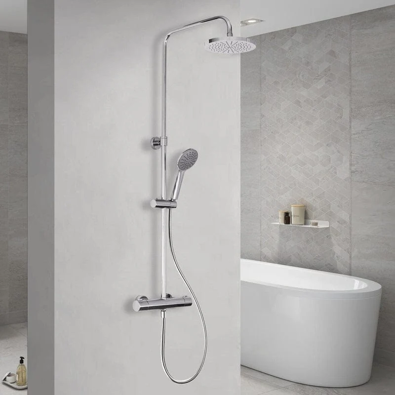 KRONENBACH Aufputz-Duschsystem rund mit Thermostat und Kopfbrause Ø 20cm
