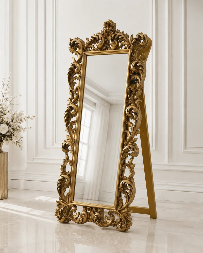 Exklusiver Stand- Wandspiegel im Antik/Barock-Stil gold 195 x 85 cm