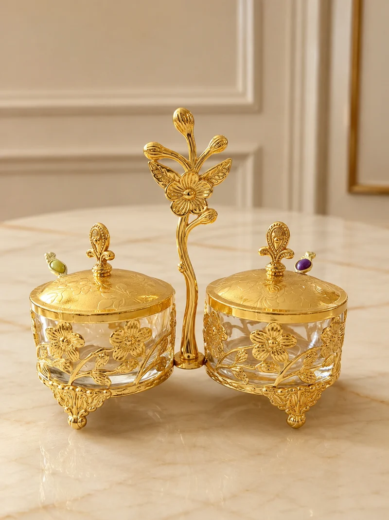 Schalenset mit Löffelchen (Zuckerdose)