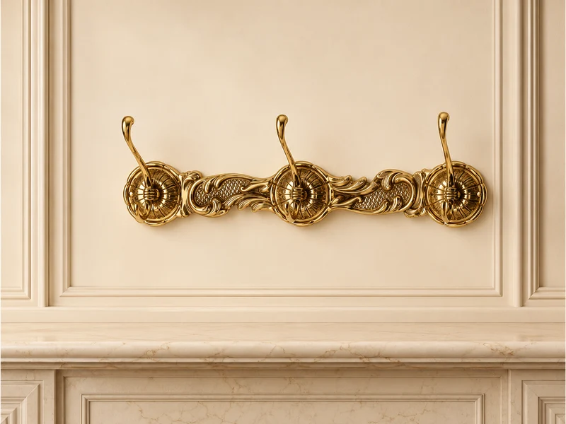 Dreifache Wandgarderobe aus Messing