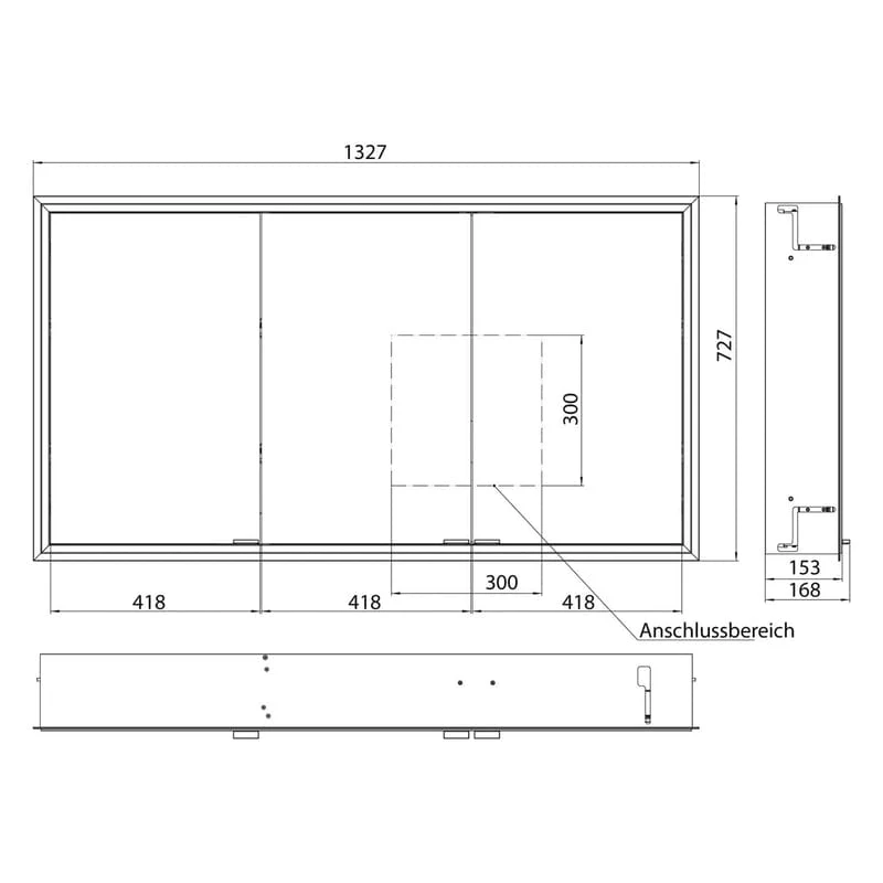 KRONENBACH Cube 2.0 Spiegelschrank 130 cm, Unterputz, 3-türig