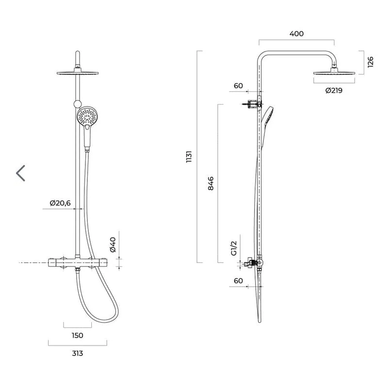 OLTENS Atran Thermostatisches Aufputz Duschsystem, schwarz