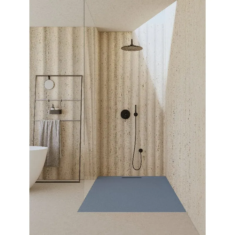 Mineralguss-Duschwanne extra flach COVER, Schieferoptik, ANTHRAZIT