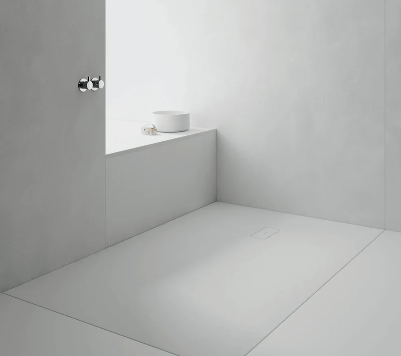 Sonderangebot Extra flache Duschwanne FUSION, Schieferoptik, WEISS 70x90cm
