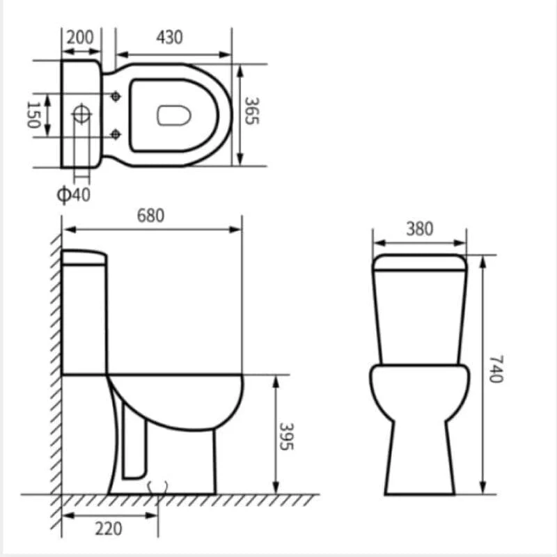 AQUORE Klassisches Stand-WC Set, BOLONIA