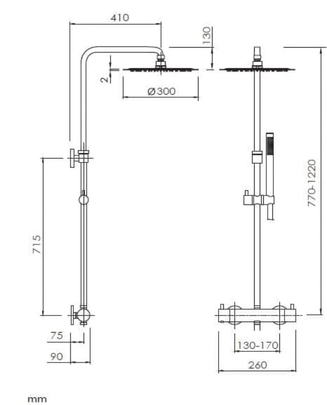 Thermostatische Duschsäule LOOP in 6 Farben