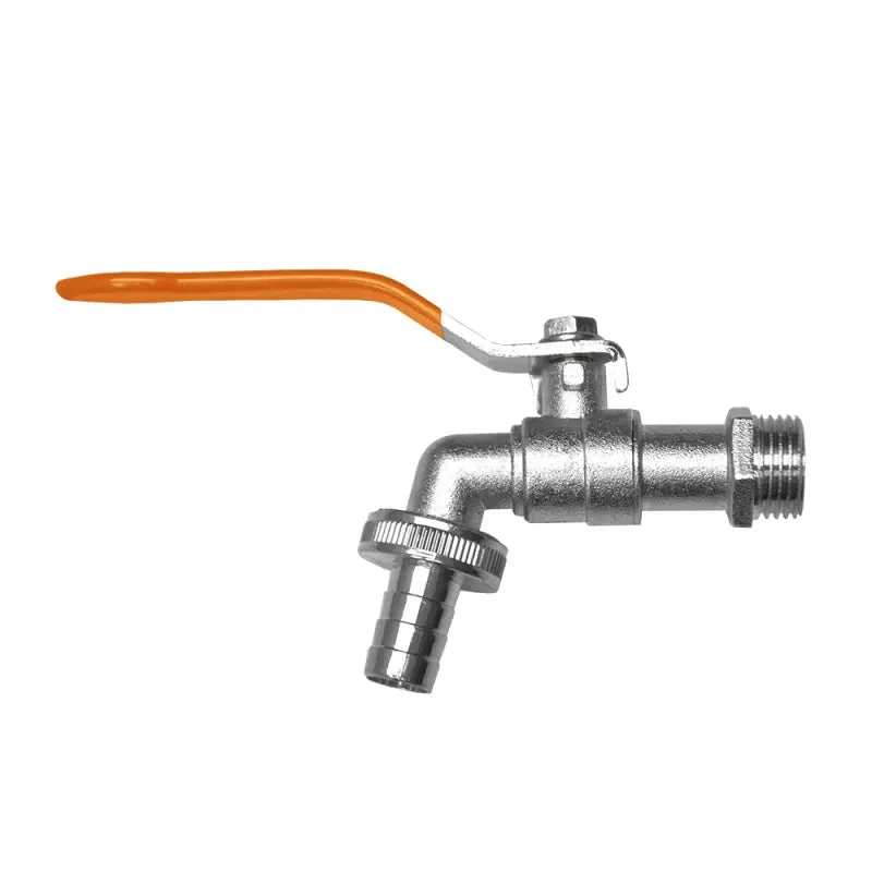 Bradas Kugelhahn 1/2" - 3/4" mit Außengewinde und 1/2" Schlauchadapter - vernickeltes Zink