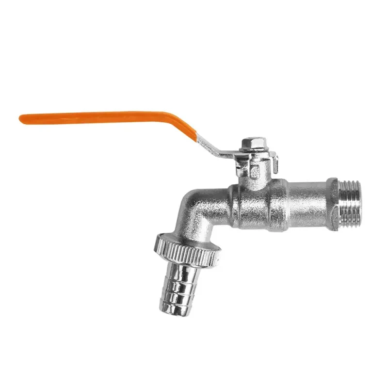 Bradas Kugelhahn 1/2" - 3/4" mit Außengewinde - Adapter für 1/2" Schlauch - vernickeltes Messing