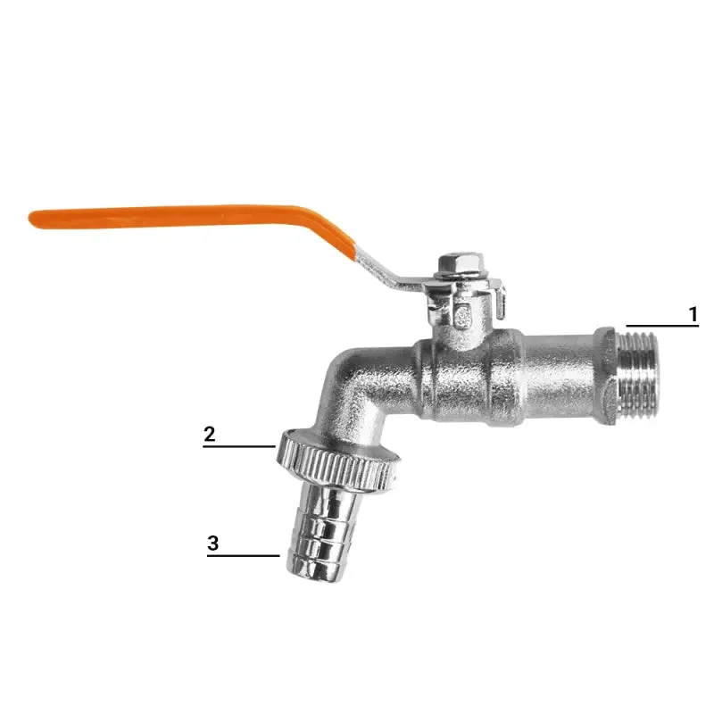 Bradas Kugelhahn 1/2" - 3/4" mit Außengewinde - Adapter für 1/2" Schlauch - vernickeltes Messing