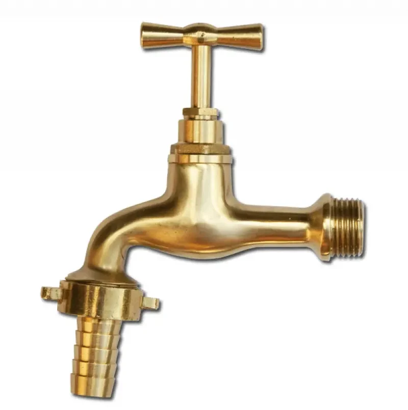 Bradas Hahn 1/2" - 3/4" mit Außengewinde - Adapter für 1/2" PE-Schlauch - Messingfarben