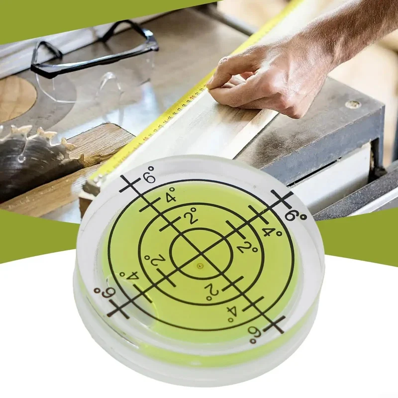 Top Notch 32Mm Mini Round Bubble Level With Glowing Fluorescent Readout And Bold Black Grid Lines Built Tough For Tight Camera Gear Slots And Zero Fuss Furniture Install Jobs