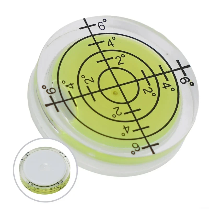 Top Notch 32Mm Mini Round Bubble Level With Glowing Fluorescent Readout And Bold Black Grid Lines Built Tough For Tight Camera Gear Slots And Zero Fuss Furniture Install Jobs