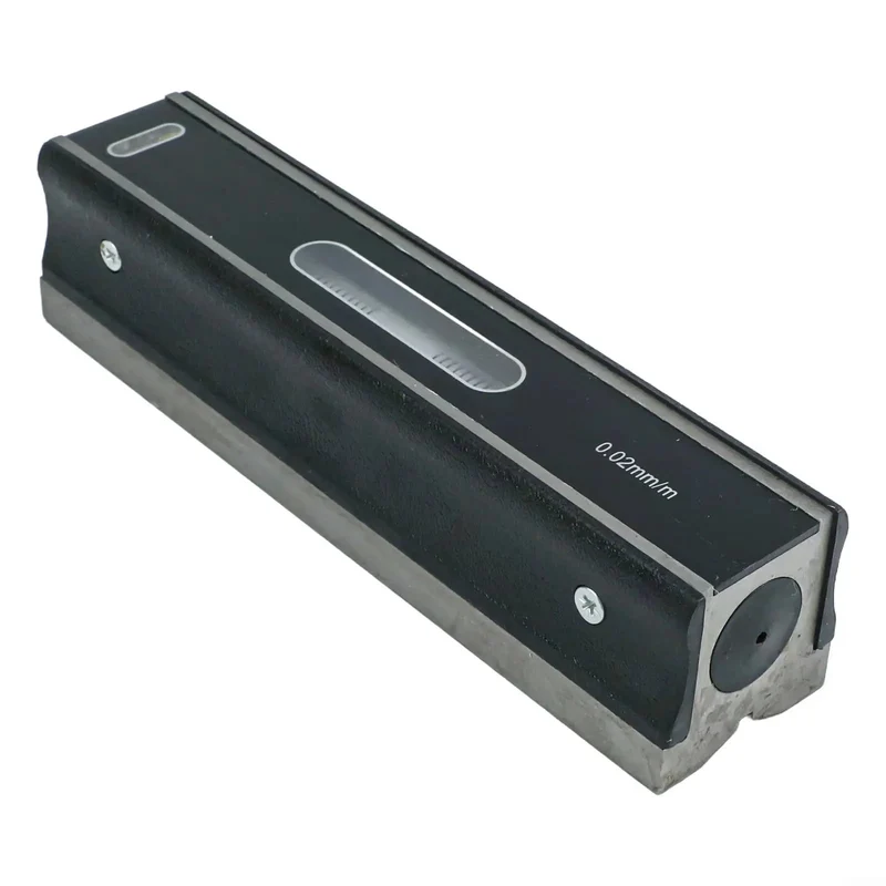 Precision Steel Spirit Level Bar 200mm With Zero Point Zero Two Millimeters Resolution Machinist Tool Featuring V Groove Base For Dead On Machinery Leveling And Tough As Nails Workshop Build In Wood Case