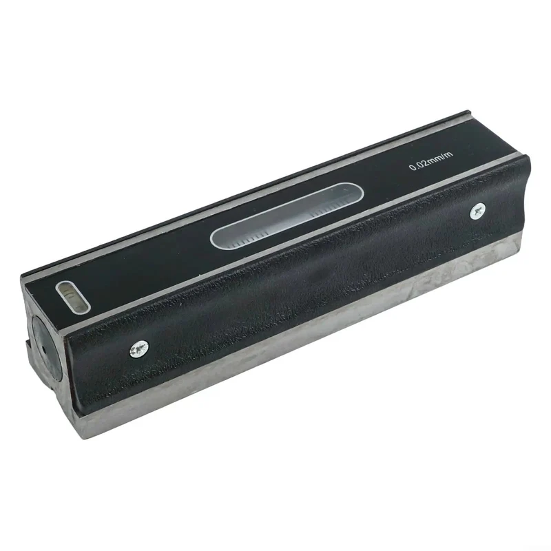Precision Steel Spirit Level Bar 200mm With Zero Point Zero Two Millimeters Resolution Machinist Tool Featuring V Groove Base For Dead On Machinery Leveling And Tough As Nails Workshop Build In Wood Case