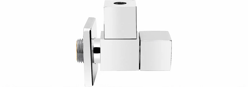 Vigour Design-Eckventil 1/2 Zoll, verchromt, mit Schubrosette und Längenausgleich, Art.Nr. DESIEV