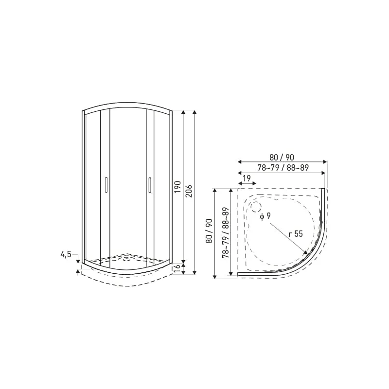 KERRA SOHO BL Duschwand + Duschwanne
