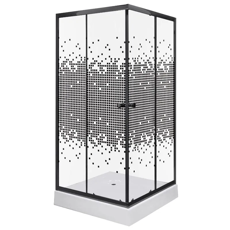 KERRA PIXEL SQ BL Duschwand + Duschwanne