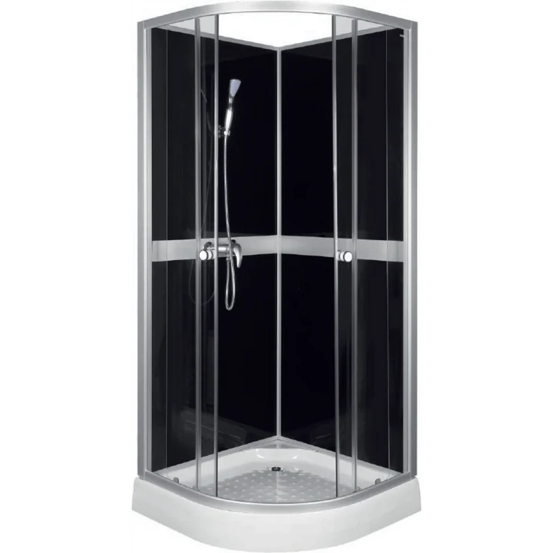 KERRA CLASSIC BLACK Duschwand + Wasserhahnanschluss + Badewannenarmatur
