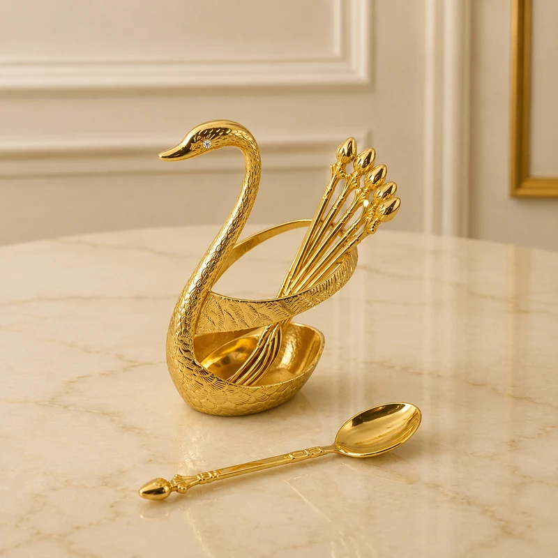 Löffelhalter Schwan Gold