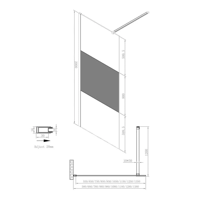 STUROTEC 3020 Walk-In Seitenwand 140 x 200 cm mit Nano-Beschichtung