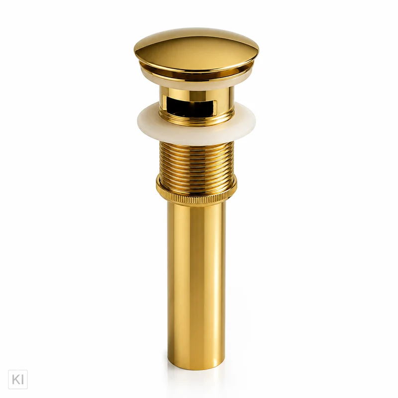 Pop Up Ventil Ablaufventil Ablaufgarnitur Siphon Waschbeckenstöpsel in Gold aus Messing - vergoldet, poliert