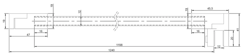 Stabilisierungsstangen Komplettset, eckig 12×12 mm, 1200 mm, Glas-Wand, winkelverstellbar, für 8-10 mm Glas, Art.Nr. SQ1212SET
