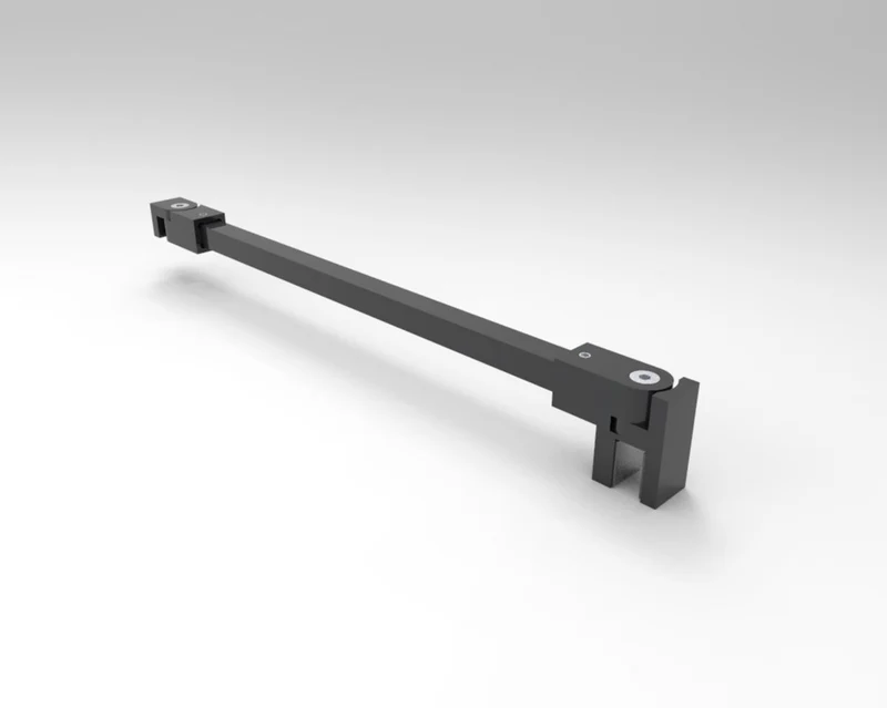 Stabilisierungsstangen Komplettset, eckig 12×12 mm, 1200 mm, Glas-Wand, winkelverstellbar, für 8-10 mm Glas, Art.Nr. SQ1212SET