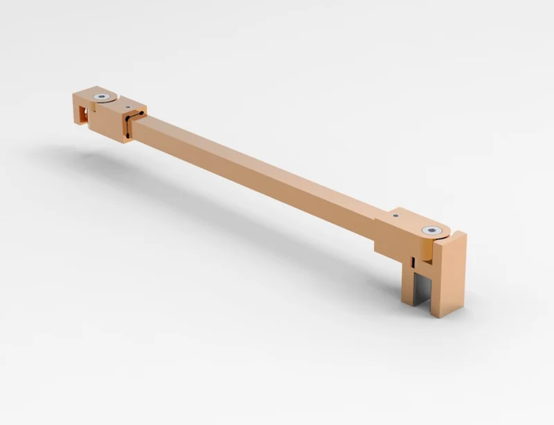 Stabilisierungsstangen Komplettset, eckig 12×12 mm, 1200 mm, Glas-Wand, winkelverstellbar, für 8-10 mm Glas, Art.Nr. SQ1212SET