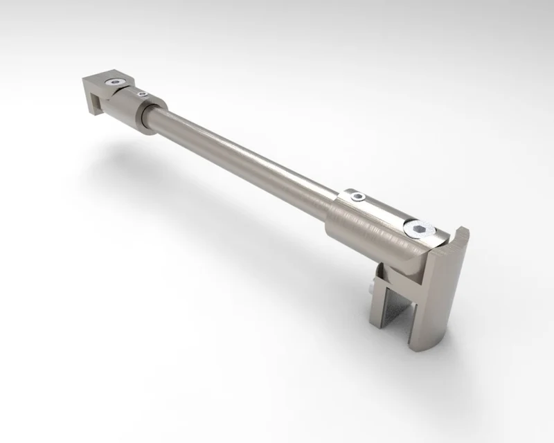Stabilisierungsstangen Komplettset, rund Ø 12 mm, 1200 mm, Glas-Wand, winkelverstellbar, für 8-10 mm Glas, Art.Nr. S1212SET