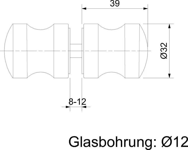 Duschtürknopf, Aluminium glanzverchromt, Ø 32 mm, für Glasstärke 8-12 mm, 1 Paar, Art.Nr. 52.07.1170