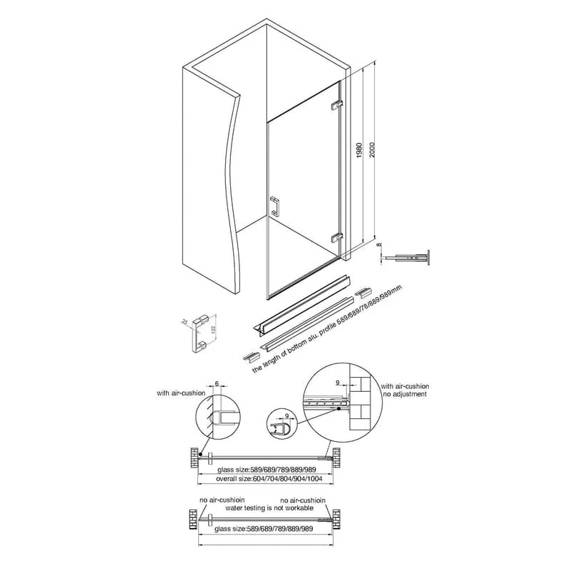 STUROTEC 7010 Drehtür 80 x 199,3 cm für Nische mit Nano-Beschichtung