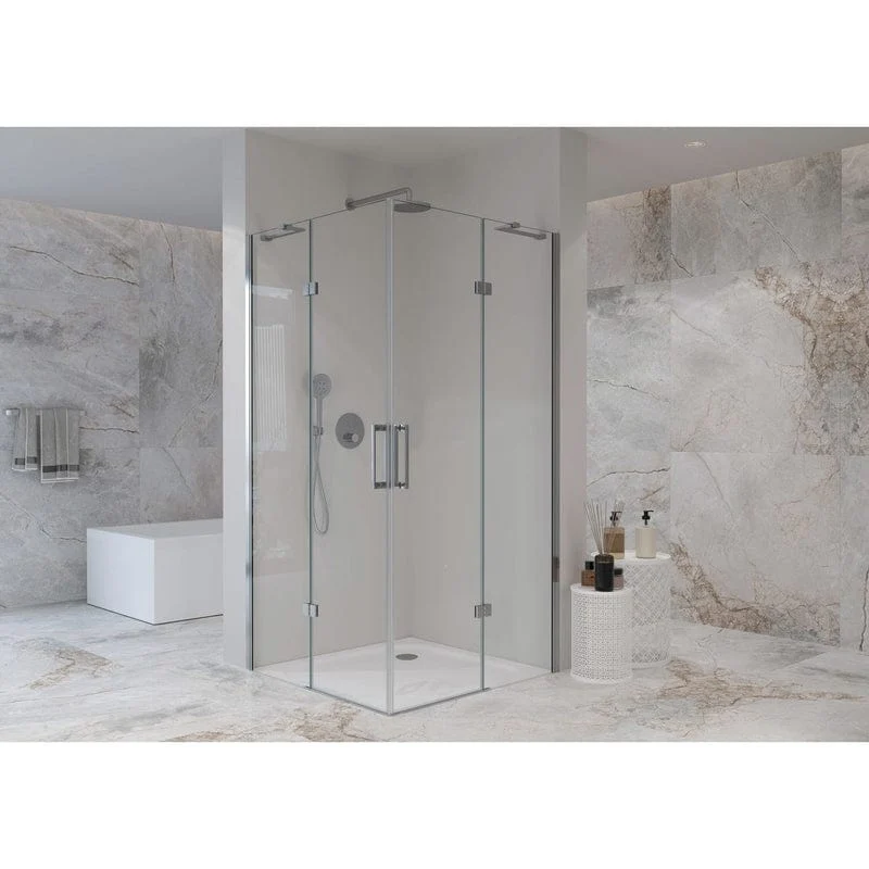 STUROTEC 5050 Eckeinstieg 2 Drehtüren mit Festelement 90 x 90 x 200 cm, mit Nano-Beschichtung
