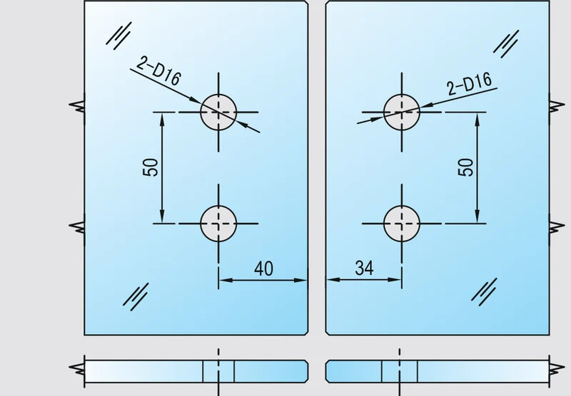 COMO Anschlagband 90° Glas-Glas nach außen öffnend – Messing massiv, 8/10 mm ESG, verdeckte Verschraubung, Art.Nr. COM092A
