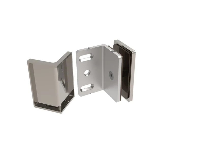 COMO Wandwinkel 90° Glas-Wand – Festteil-Verbinder, Messing massiv, 8/10 mm ESG, Art.Nr. COM90S