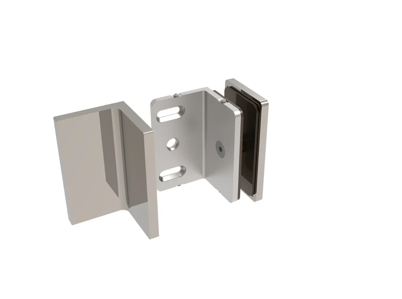 COMO Wandwinkel 90° Glas-Wand – Festteil-Verbinder, Messing massiv, 8/10 mm ESG, Art.Nr. COM90S
