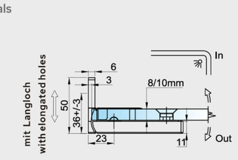 MURELLO Duschtürband 90° Glas-Wand, pendelnd mit Hebe-Senk, flächenbündig, in 3 Oberflächen, Art.Nr. MUR344