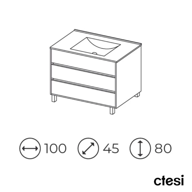 Standwaschtisch mit Unterschrank ALCOA - 100 cm