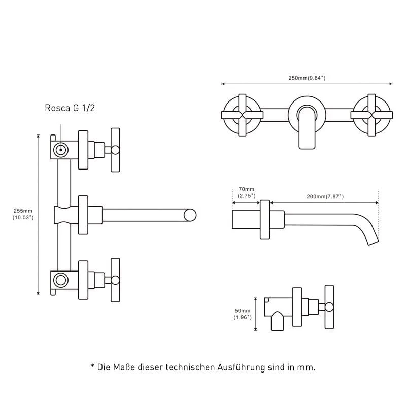 Unterputz-Zweigriff-Waschtischarmatur, CARBINI gold